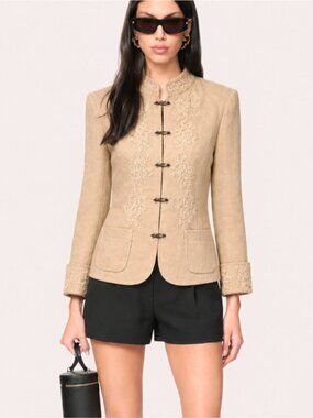 Elie Tahari Embroidered Linen Jacket